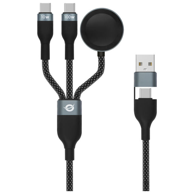 Conceptronic cavo USB 2.0, USB-A a 2x USB-C, 1,5 m, ricarica rapida 100 W, 480 Mbps, nero