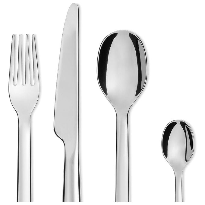 Alessi Ovale servizio posate 24 pezzi per 6 persone, acciaio inossidabile 18-10 lucido, design Bouroullec, lavastoviglie