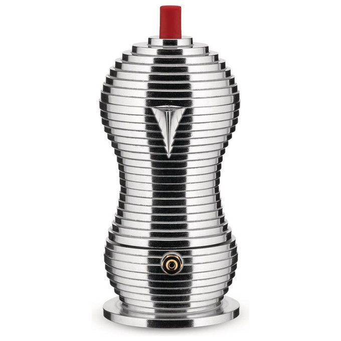 Alessi Pulcina caffettiera espresso per induzione, 6 tazze, alluminio, colore rosso, moka MDL02-6RFM