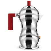 Alessi MDL02-3RFM Pulcina Caffettiera Moka Espresso 3 tazze in alluminio per induzione colore Rosso