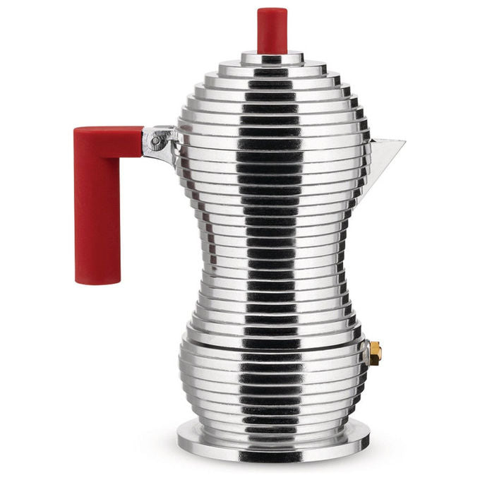 Alessi MDL02-3RFM Pulcina Caffettiera Moka Espresso 3 tazze in alluminio per induzione colore Rosso