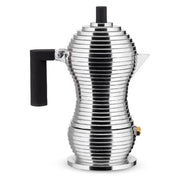 Alessi Pulcina caffettiera moka 1 tazza, fusione di alluminio, manico in PA, nero, 70 ml, MDL02-1 B