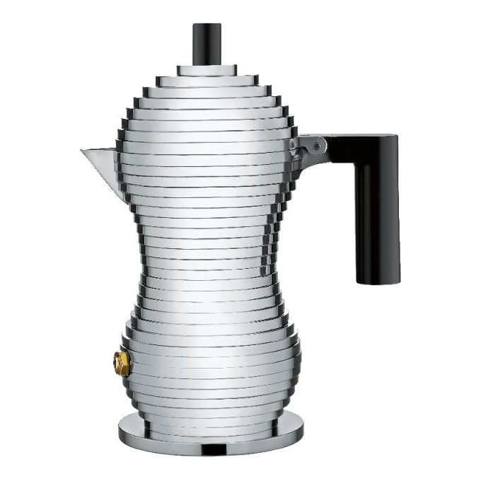 Alessi Pulcina caffettiera moka 1 tazza, fusione di alluminio, manico in PA, nero, 70 ml, MDL02-1 B