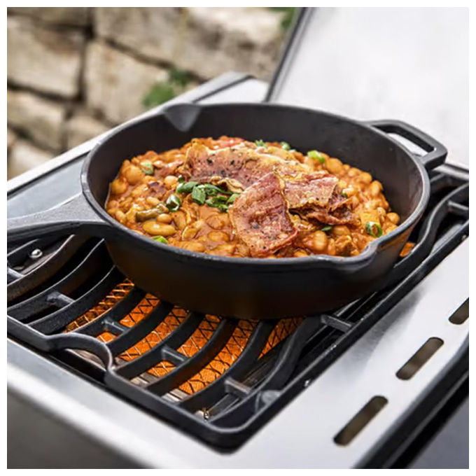 Napoleon 56058 Padella in Ghisa Smaltata 30 cm Antiaderente Naturale Compatibile Gas Barbecue e Forno colore Nero