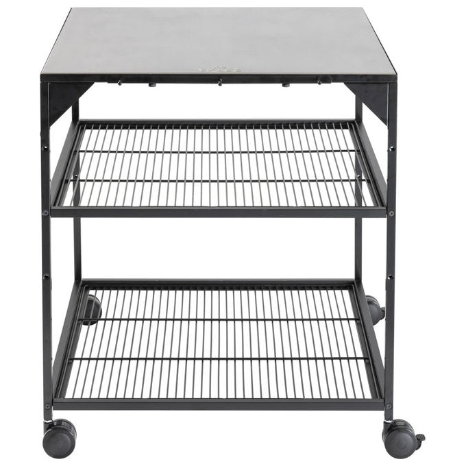 Witt tavolo da pizza XL con ruote, piano in acciaio inossidabile, struttura nera, 80x80x90 cm, 2 ripiani