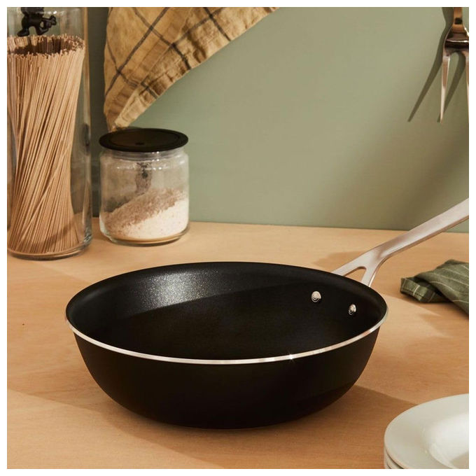 Alessi padella alta PotsandPans Ø 28 cm, antiaderente ceramico senza PFAS, alluminio riciclato, induzione, nera