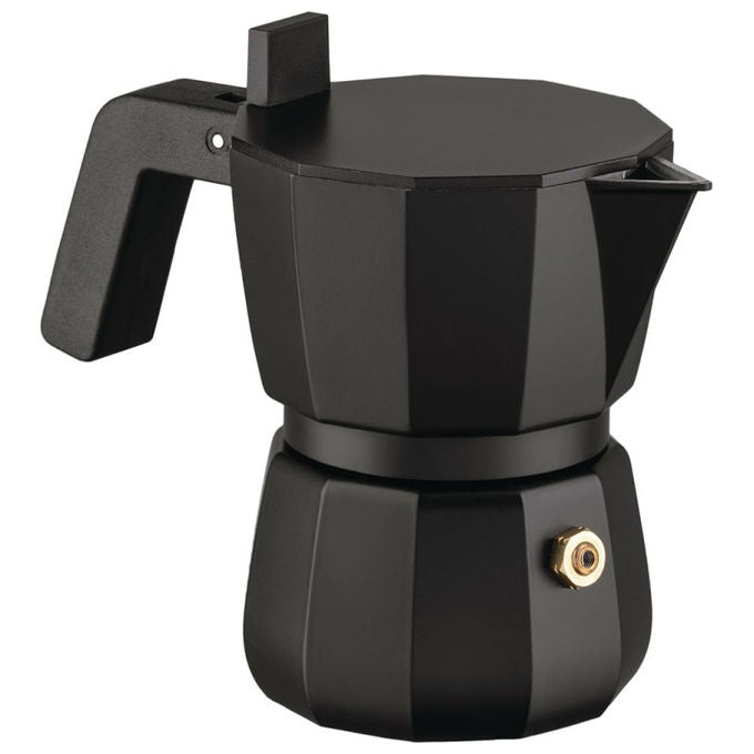 Alessi caffettiera espresso moka nera, 1 tazza, alluminio, design David Chipperfield, DC06-1 B