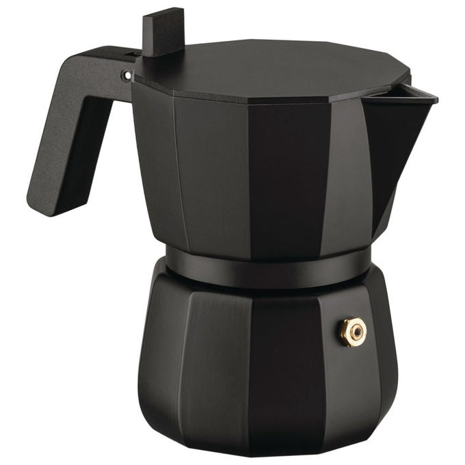 Alessi caffettiera moka espresso 3 tazze, design David Chipperfield, alluminio pressofuso, nera, 150 ml, DC06-3 B