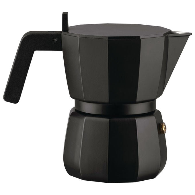 Alessi caffettiera moka espresso 3 tazze, design David Chipperfield, alluminio pressofuso, nera, 150 ml, DC06-3 B