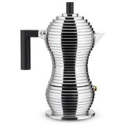 Alessi caffettiera moka Pulcina MDL02-3 B, 3 tazze, fusione di alluminio, beccuccio antigoccia, design Michele De Lucchi, nera