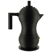 Alessi Pulcina caffettiera moka espresso, design Michele De Lucchi, alluminio, 3 tazze, nera
