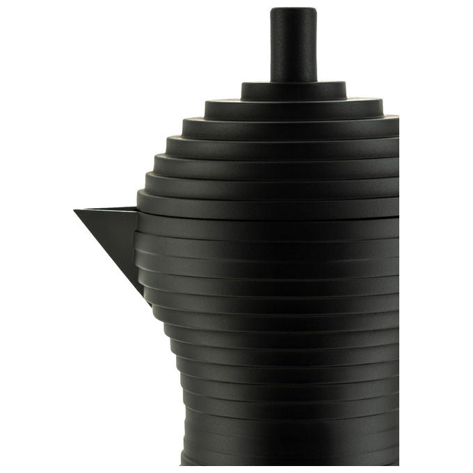 Alessi Pulcina caffettiera moka espresso, design Michele De Lucchi, alluminio, 3 tazze, nera