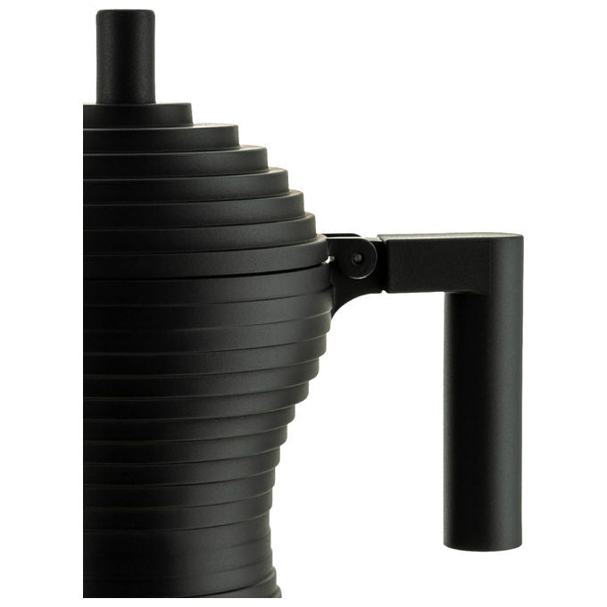 Alessi Pulcina caffettiera moka espresso, design Michele De Lucchi, alluminio, 3 tazze, nera