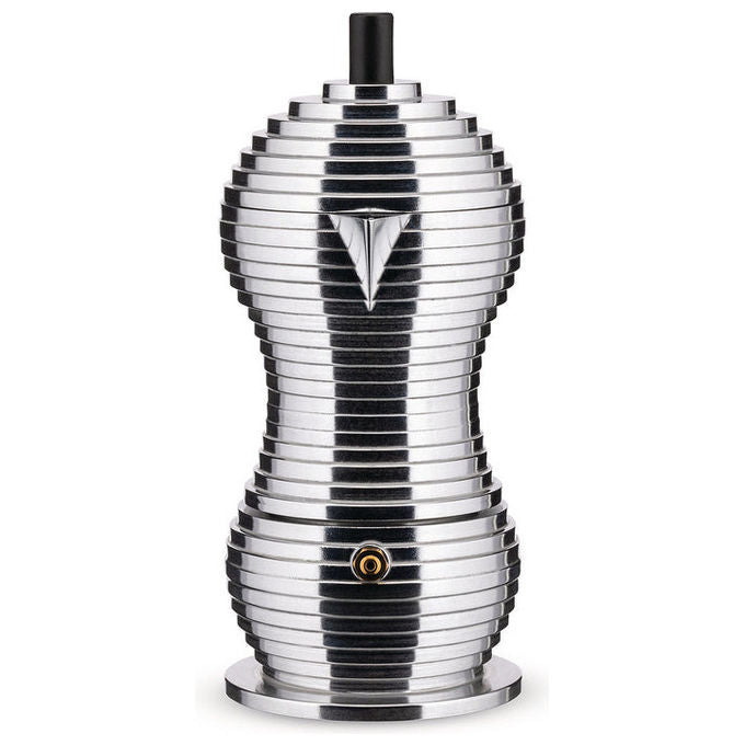 Alessi MDL02-3 R Pulcina Caffettiera Moka 3 Tazze Alluminio Beccuccio Antigoccia colore Rosso