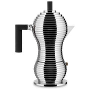 Alessi Pulcina caffettiera espresso 6 tazze, alluminio, manico e pomolo in PA nero, MDL02-6 B
