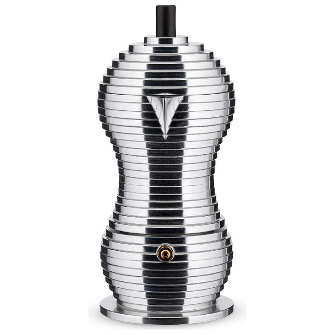 Alessi Pulcina caffettiera espresso 6 tazze, alluminio, manico e pomolo in PA nero, MDL02-6 B