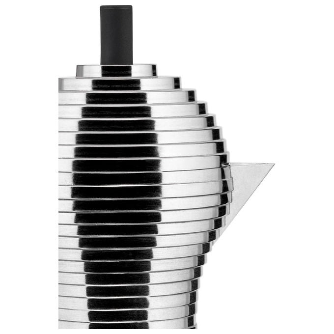 Alessi Pulcina caffettiera espresso 6 tazze, alluminio, manico e pomolo in PA nero, MDL02-6 B