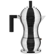 Alessi Pulcina caffettiera espresso per induzione, 6 tazze, alluminio, manico in PA, beccuccio a V, design Michele De Lucchi, nero