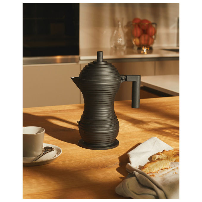 Alessi MDL02-6BB Pulcina Moka Caffettiera Espresso 6 Tazze Alluminio colore Nero