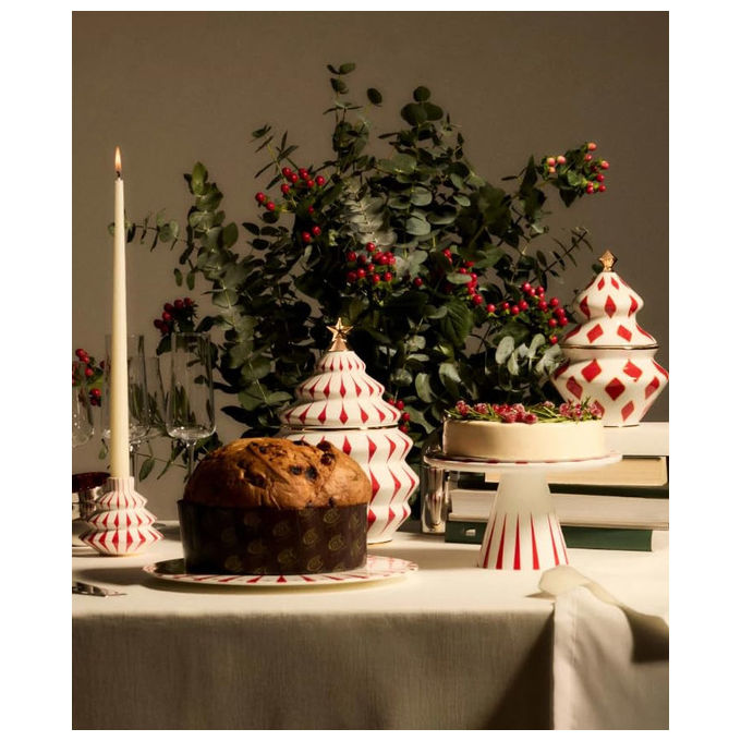 Alessi candeliere Delight NZ07 porcellana decorata a mano design Nika Zupanc Bianco con decori rossi 9 cm