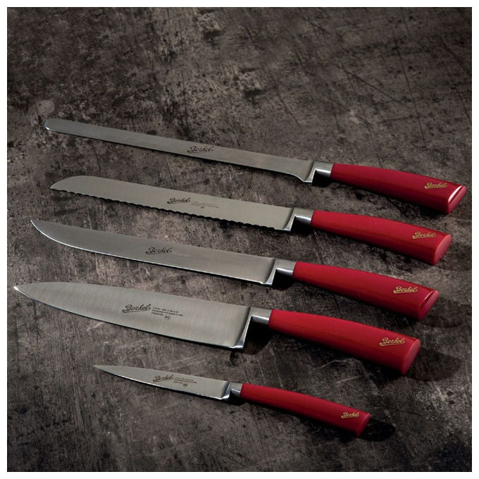 Berkel Elegance Set Coltelli da Cucina 5 pezzi con Ceppo Acciaio Inox Trinciante Pane Spelucchino Disosso