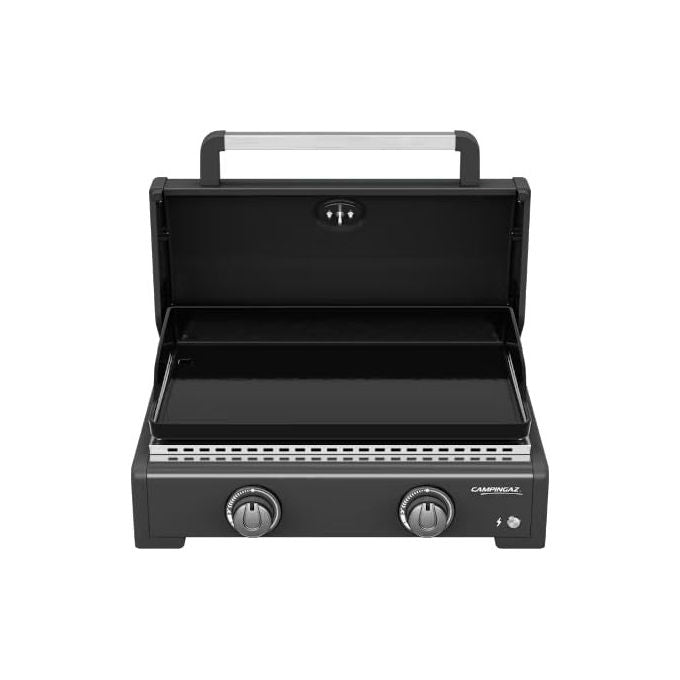 Campingaz plancha a gas Onyx 2 2218080 2 bruciatori Blue Flame 6 kW coperchio con termometro 36x58 cm per 8-10 persone