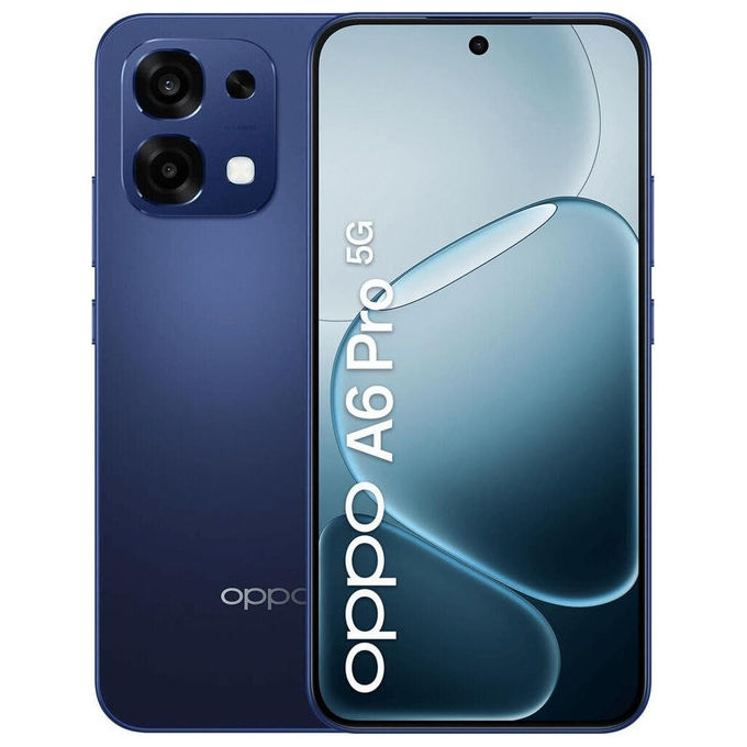 Oppo A6 Pro 5G smartphone, 8GB RAM, 256GB, display AMOLED 6.57 pollici 120Hz, batteria 7000mAh, Dual SIM, blu