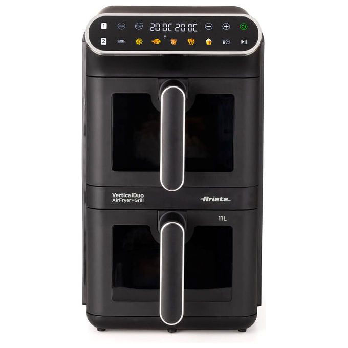 Ariete 4640 Friggitrice ad aria 11 L 2460W Doppia Verticale 2 Cestelli Sync Dual 6 Programmi Grill 200°C colore Nero