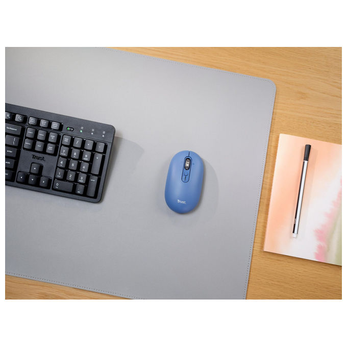 Trust Seron mouse wireless Bluetooth, hyperscroll slim, silenzioso, ricaricabile, multi-dispositivo, 65% plastica riciclata, blu