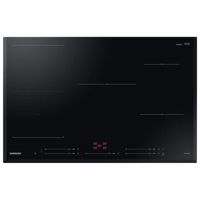 Samsung piano cottura a induzione 80 cm, NZ85C5047KK, Slim Fit, 5 zone, Flex Zone, vetroceramica nero, Wi-Fi, SmartThings