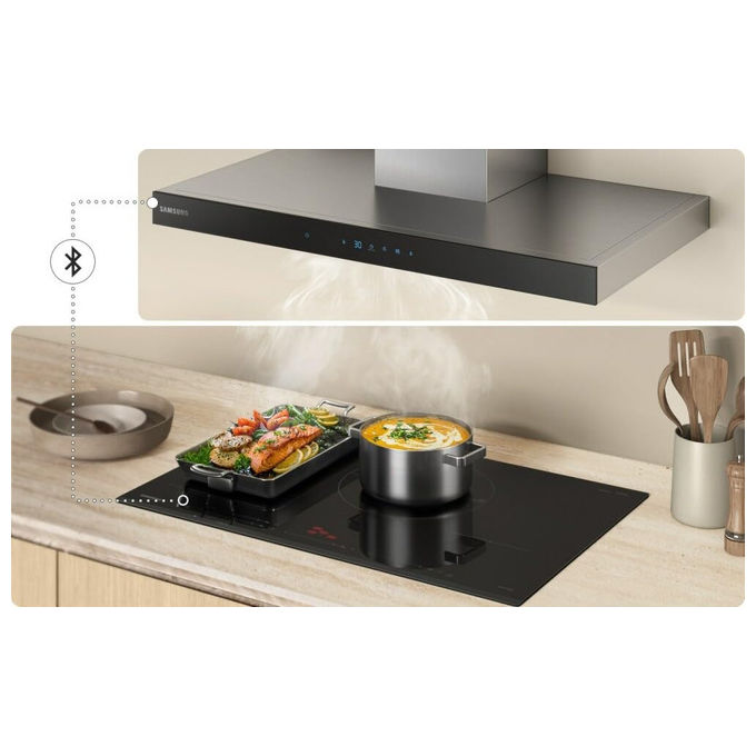 Samsung piano cottura a induzione 80 cm, NZ85C5047KK, Slim Fit, 5 zone, Flex Zone, vetroceramica nero, Wi-Fi, SmartThings