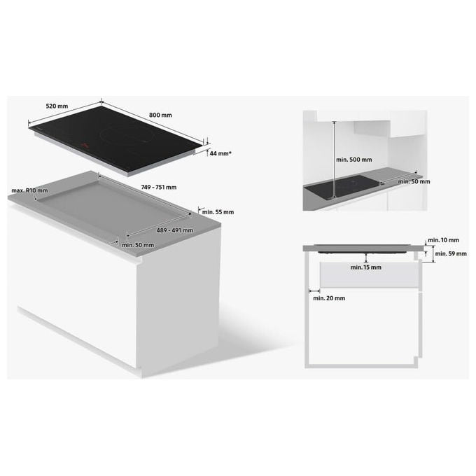 Samsung piano cottura a induzione 80 cm, NZ85C5047KK, Slim Fit, 5 zone, Flex Zone, vetroceramica nero, Wi-Fi, SmartThings