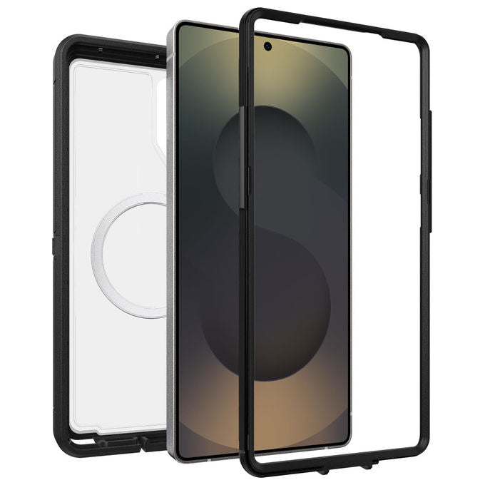OtterBox custodia Defender XT Clear con magneti, Samsung Galaxy S25 Ultra, protezione militare 7x, ricarica wireless Qi2 15W, trasparente nero