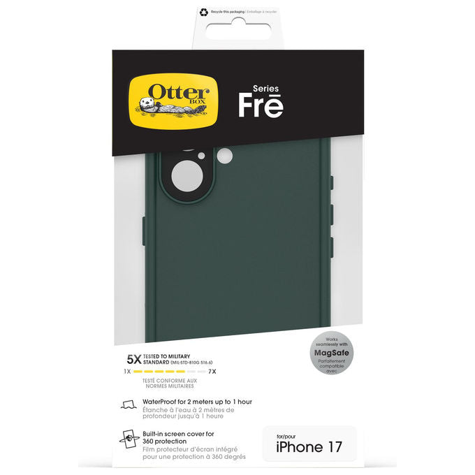 OtterBox custodia impermeabile Frē Series MagSafe per iPhone 17 Pro, IP68, protezione schermo integrata, resistente alle cadute MIL-STD-810G, verde