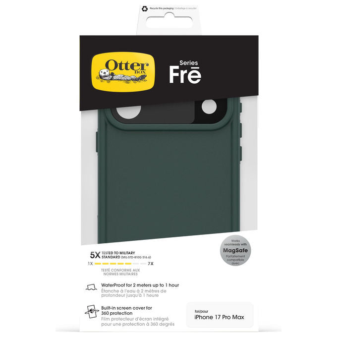 OtterBox 77-99774 Fre Series Custodia MagSafe iPhone 17 Pro Max Impermeabile IP68 Antiurto MIL-STD-810G Protezione Schermo Integrata colore Verde