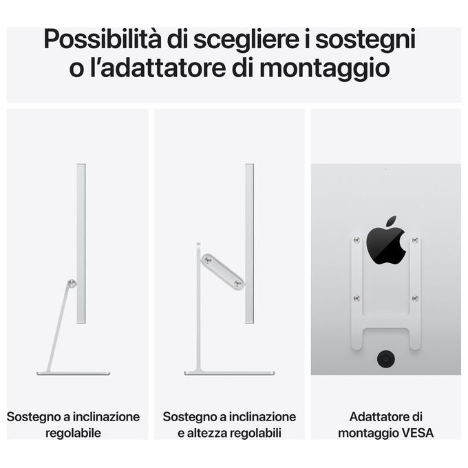 Apple Studio Display 27 pollici 5K, vetro nanotexture, sostegno inclinazione regolabile, 12MP Center Stage, Thunderbolt 5, argento