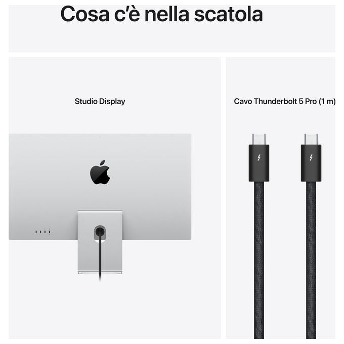 Apple Studio Display 27 pollici 5K, vetro nanotexture, sostegno inclinazione regolabile, 12MP Center Stage, Thunderbolt 5, argento