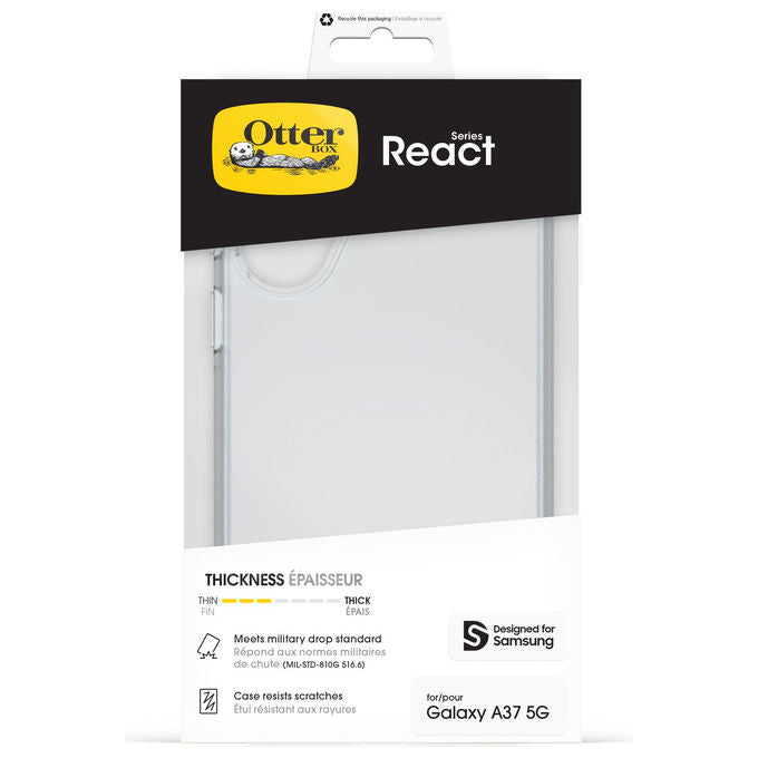 OtterBox custodia React Series per Samsung Galaxy A37 5G, trasparente, antiurto, resistente alle cadute, MIL-STD-810G