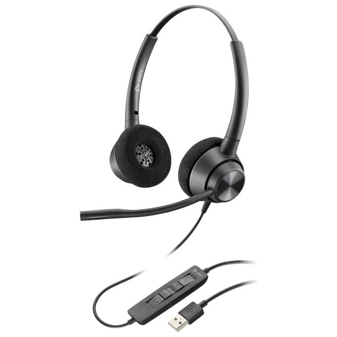 Poly EncorePro 310, cuffia monaurale USB-A, cancellazione del rumore, microfono a braccio, per contact center, nero