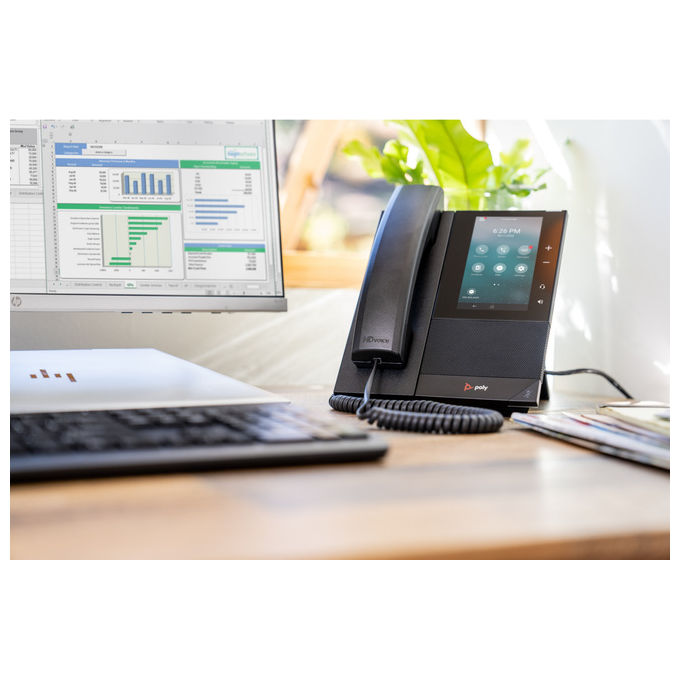 HP Poly CCX 500 telefono IP aziendale, Open SIP, display touch 5 pollici, PoE, Bluetooth 4.2, Gigabit Ethernet, nero