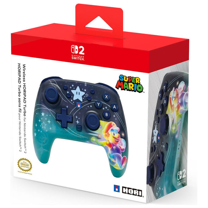 Hori Horipad Turbo, controller wireless Nintendo Switch 2, Super Mario, licenza ufficiale Nintendo, Bluetooth, multicolore