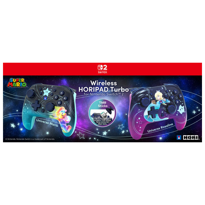 Hori Horipad Turbo, controller wireless Nintendo Switch 2, Super Mario, licenza ufficiale Nintendo, Bluetooth, multicolore