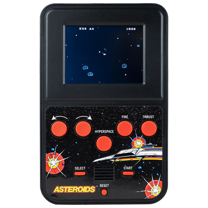 FIZZ Creations console portatile Asteroids schermo LCD a colori gioco arcade retro grafica originale effetti sonori