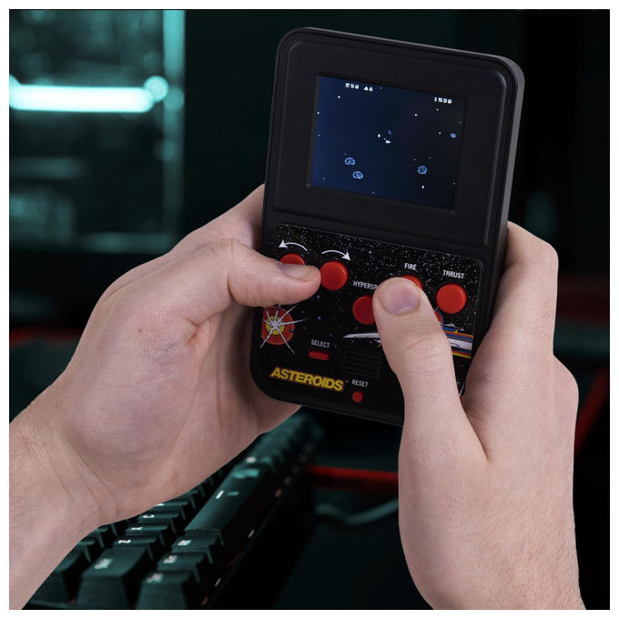 FIZZ Creations console portatile Asteroids schermo LCD a colori gioco arcade retro grafica originale effetti sonori
