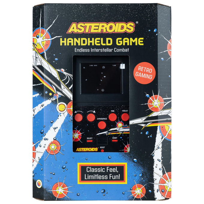 FIZZ Creations console portatile Asteroids schermo LCD a colori gioco arcade retro grafica originale effetti sonori
