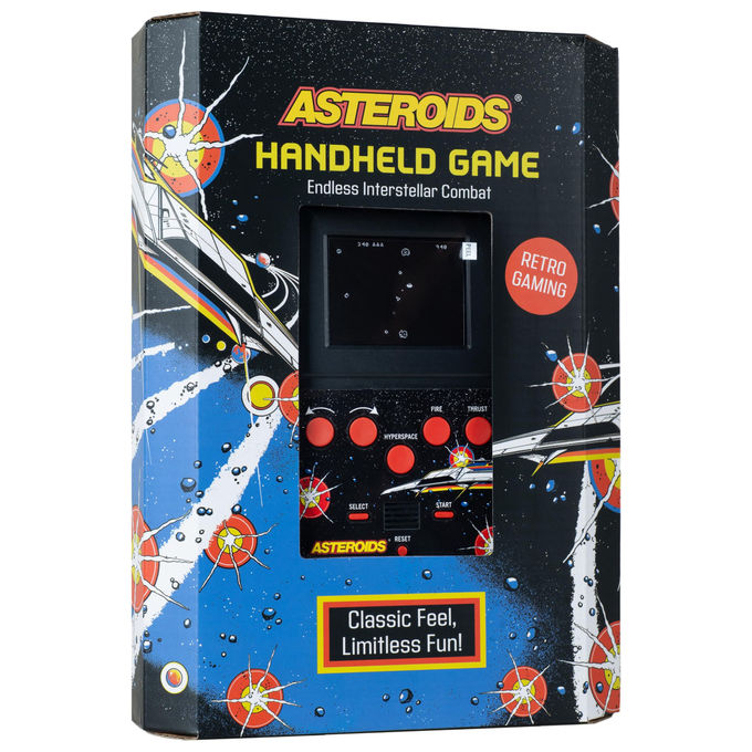 FIZZ Creations console portatile Asteroids schermo LCD a colori gioco arcade retro grafica originale effetti sonori