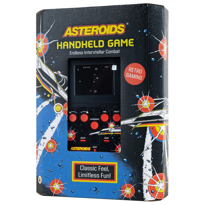 FIZZ Creations console portatile Asteroids schermo LCD a colori gioco arcade retro grafica originale effetti sonori