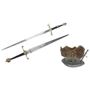 Jolly Softair spada ornamentale Blackfyre Targaryen, House of the Dragon, lama in acciaio 860 mm, con stand da muro in legno