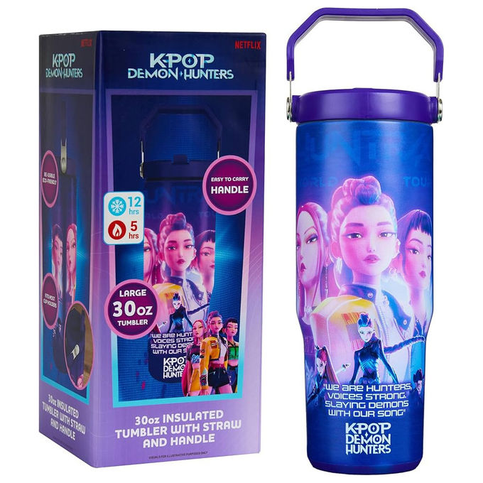 Cinereplicas borraccia termica Kpop Demon Hunters Huntrix, 500ml, acciaio inossidabile, doppia parete, lilla