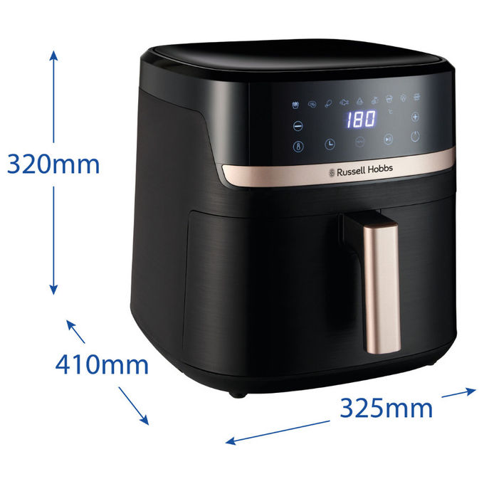 Russell Hobbs SatisFry friggitrice ad aria, 8,3 L, 1800 W, 9 programmi, tecnologia Rapid Air, touch digitale, nero